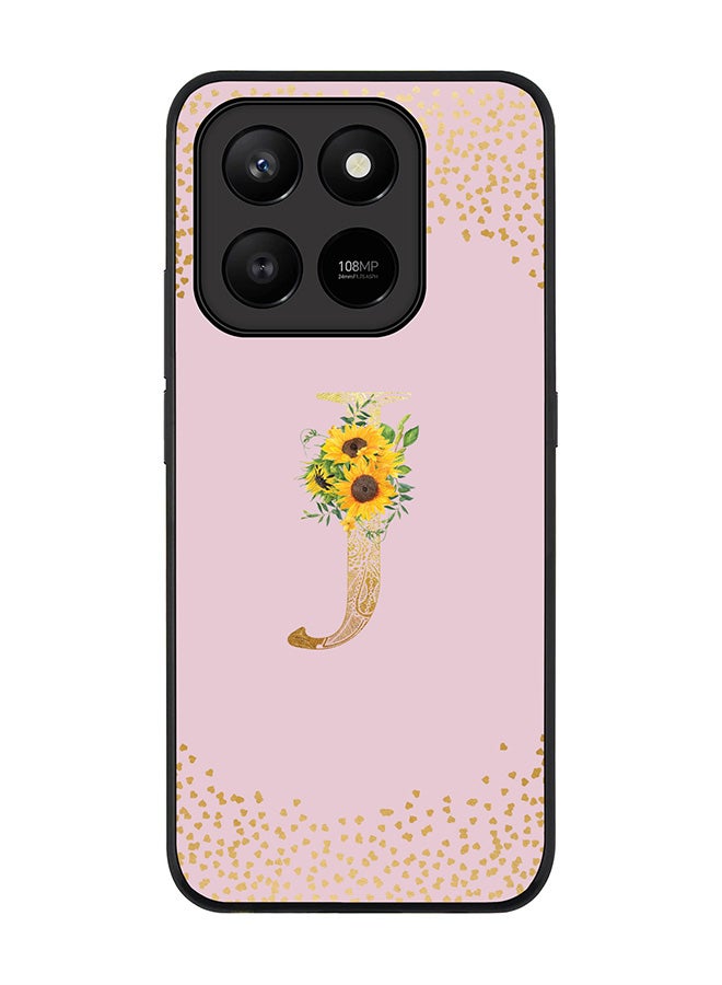 For Honor X7d 4G / X7d 5G / 400 Smart Case,Slim fit Camera Protection, Shockproof Thin Phone cover  - Custom Floral Monogram - J  (Pink )